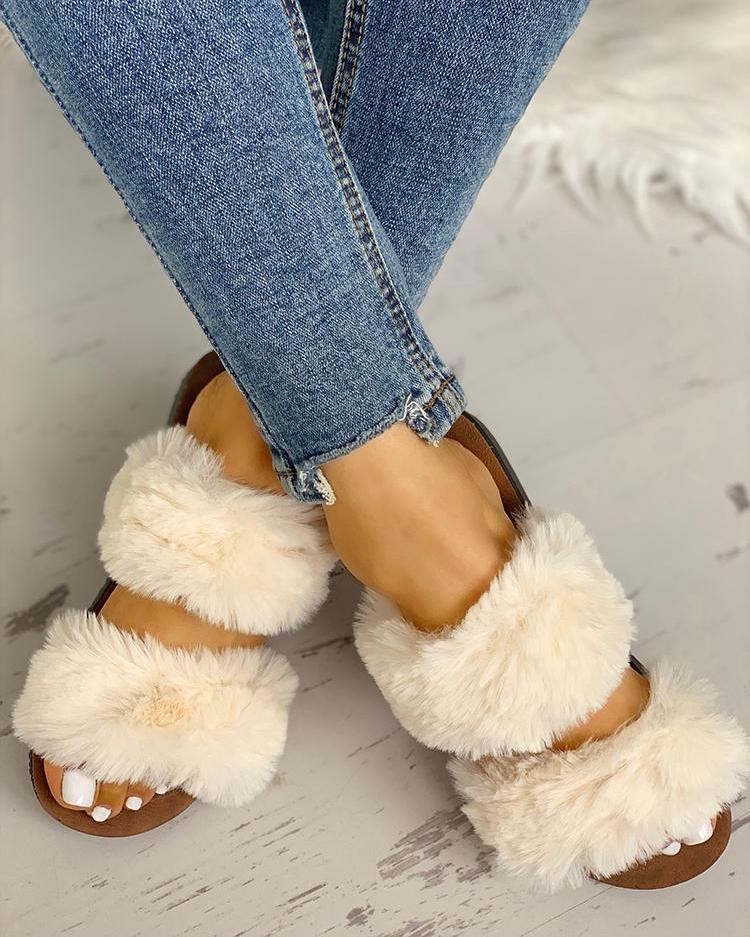 open toe fluffy embellished heeled sandals