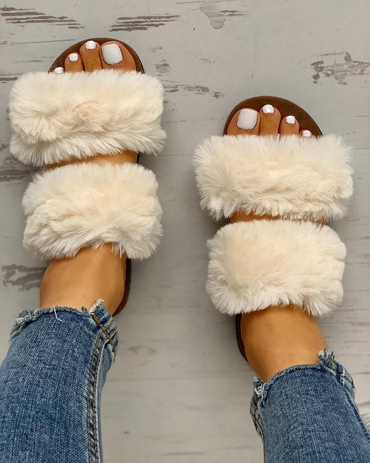 open toe fluffy embellished heeled sandals