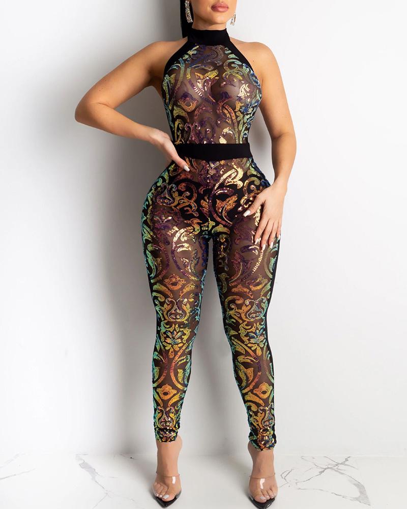 sheer glitter jumpsuit