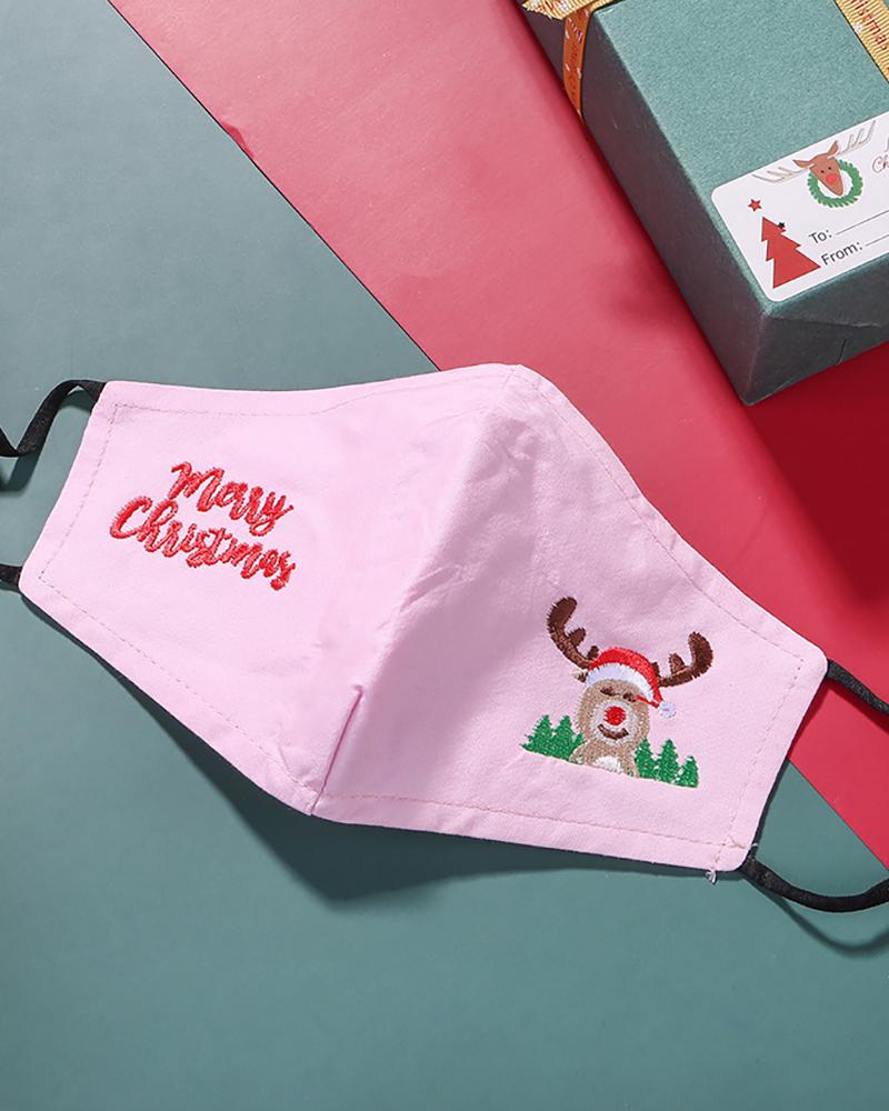 

Christmas Pattern Embroidery Face Mask With Filter For Kids, Style16