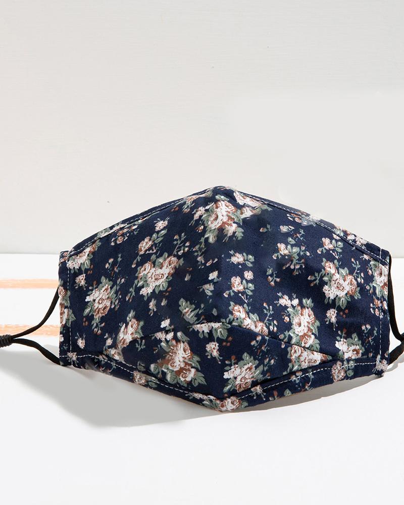 

Floral / Paisley Print Breathable Face Mask, Dark blue