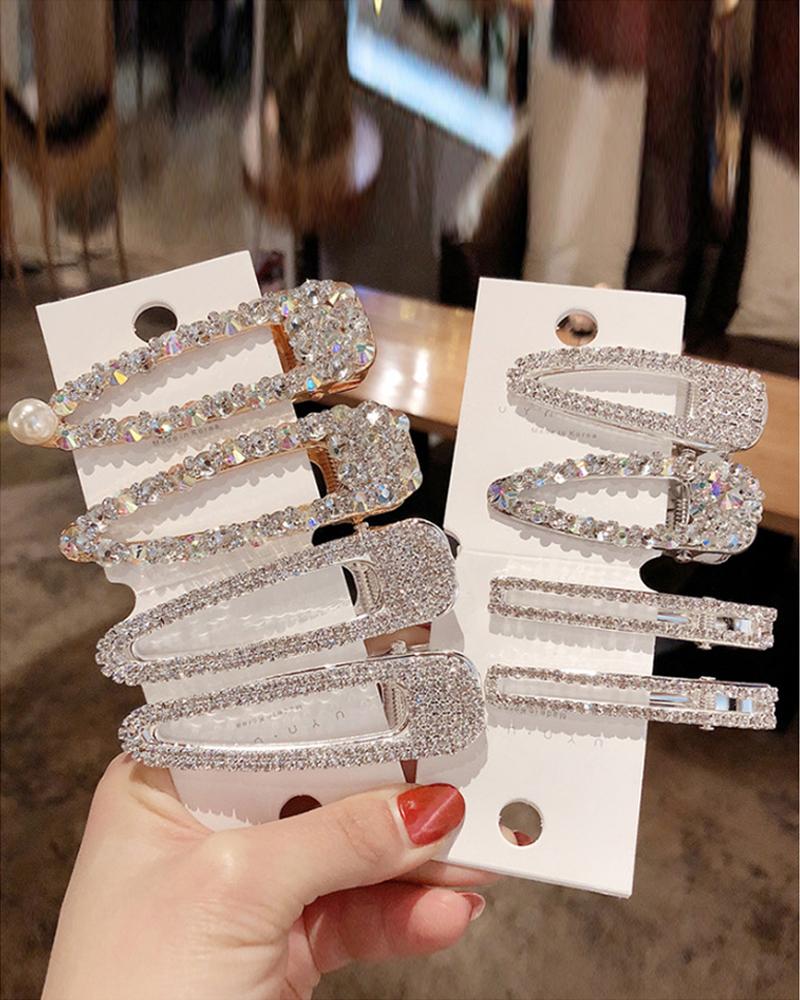 

Random Style Full Pearl Hair Clips Snap Barrette Stick Hairpins Hair Styling Tools, Silver