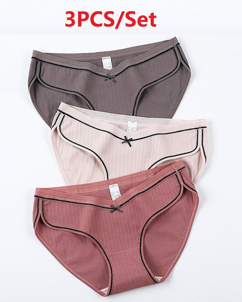 

3PCS/Set Bowknot Deocr Colorblock Panty(Colors Sent Randomly, Multicolor