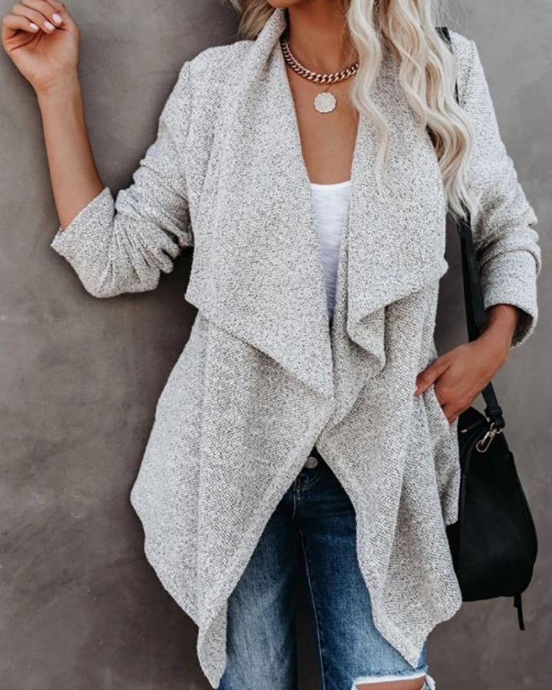 

Plain Pocket Design Long Sleeve Cardigan, Gray