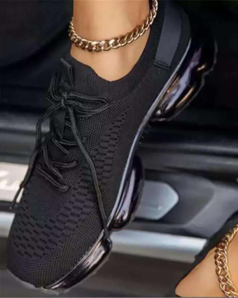 

Plain Lace-up Casual Sneaker, Black