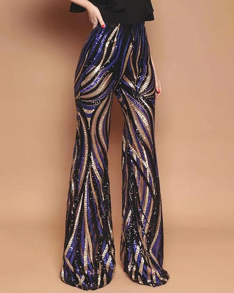 sequin striped pants