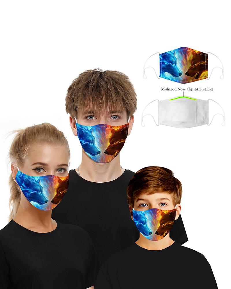 

Face Print Breathable Mouth M .a. s. k Washable And Reusable, Orange