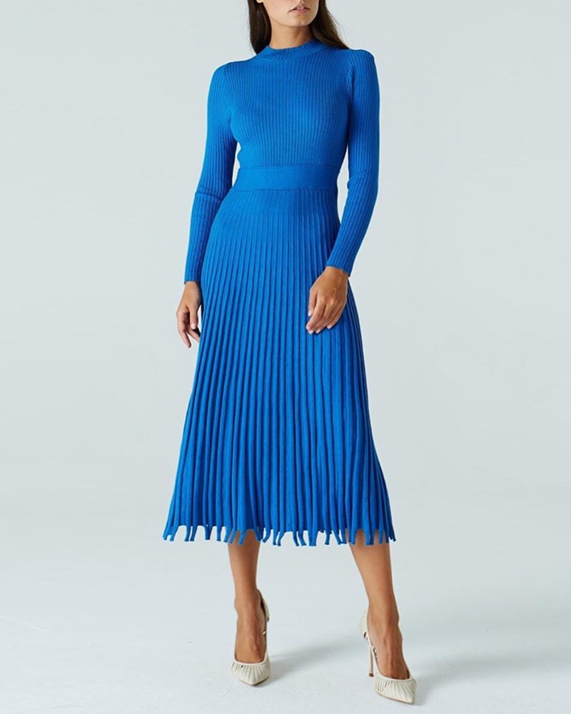 Long Sleeve Knit Ruched Long Sleeve Dress