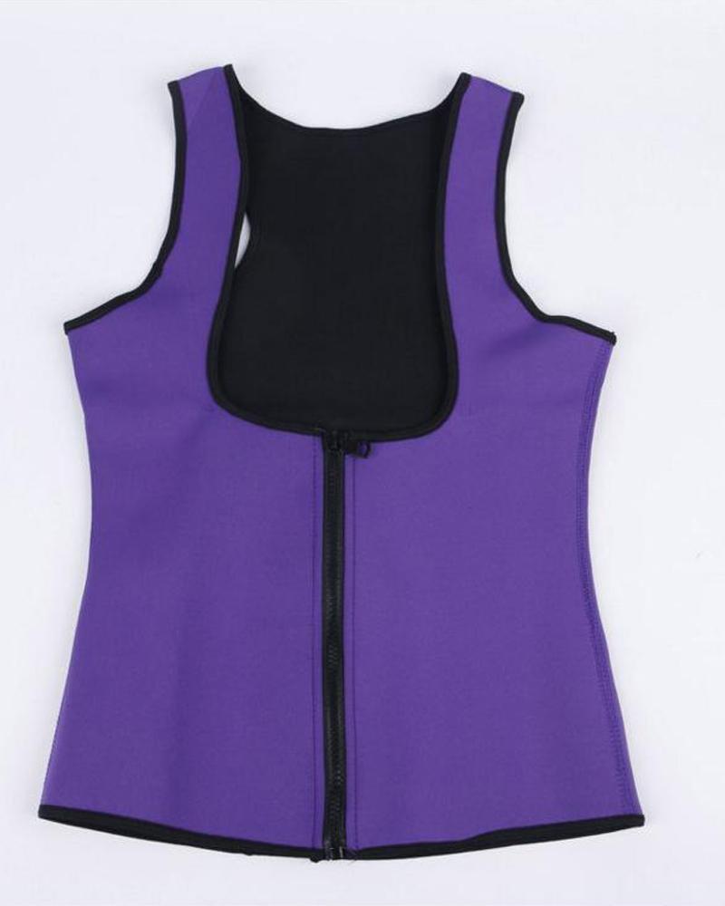 

Latex Zipper Waist Trainer, Purple