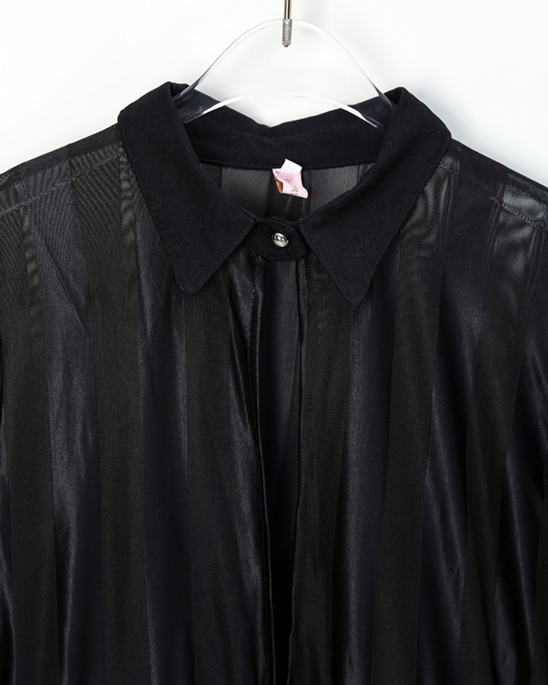 sheer mesh & stripes keyhole front bodycon dress