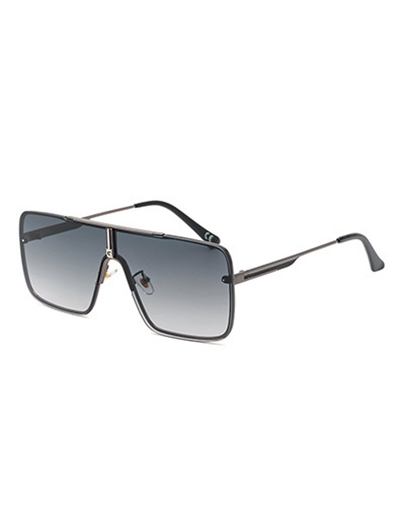 

Colorblock Square Frame Sunglasses, Gray&green