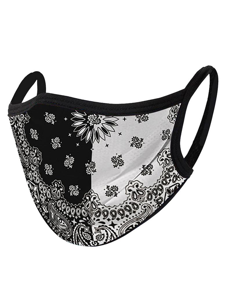 

Paisley Baroque Print Colorblock Breathable Face Mask, Style5