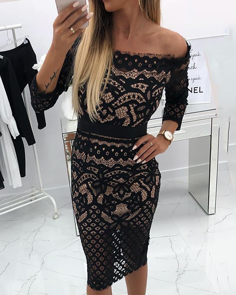 eyelash lace bodycon dress
