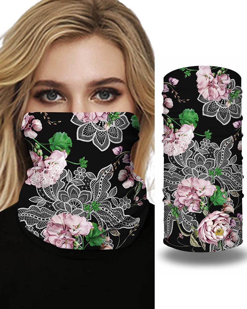 

Floral Print Breathable Face Bandana Magic Scarf Headwrap Balaclava, Pink