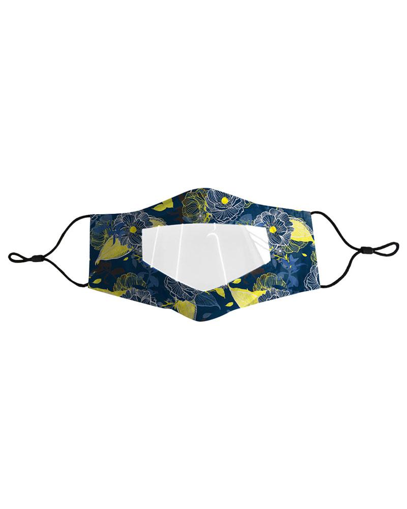 

Floral Print Visible Face Mask, Dark blue