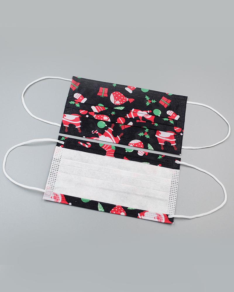 

Set Christmas Print Disposable Face Mask, Multicolor
