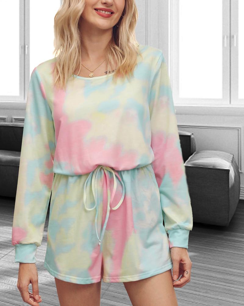 

Tie Dye T-shirt Shorts Homewear Set, Multicolor