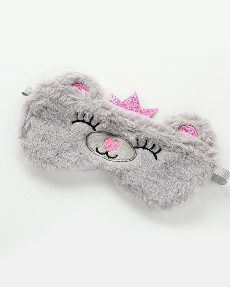 

1PCS Animal Pattern Ear Design Fluffy Eye Cover, Gray