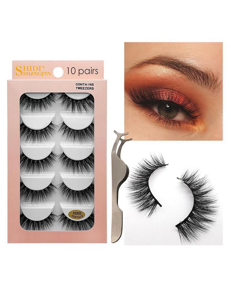 

10Pairs Natural Curly False Eyelashes With 1PCS Clip, Style4