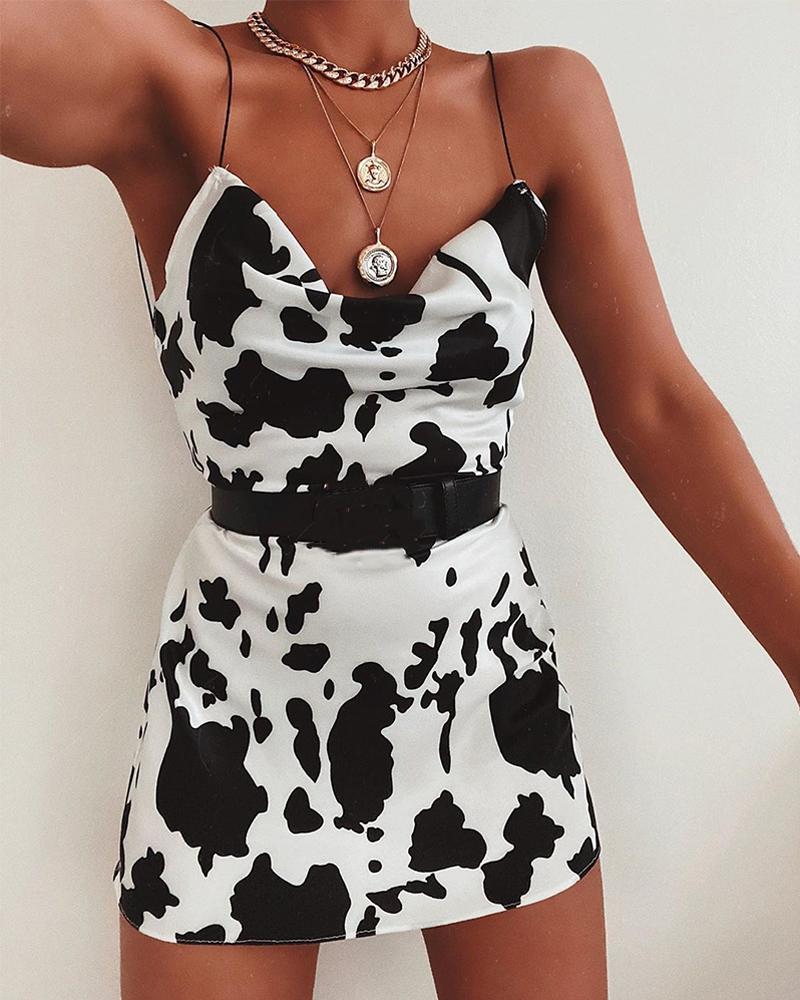 cow print slip dress