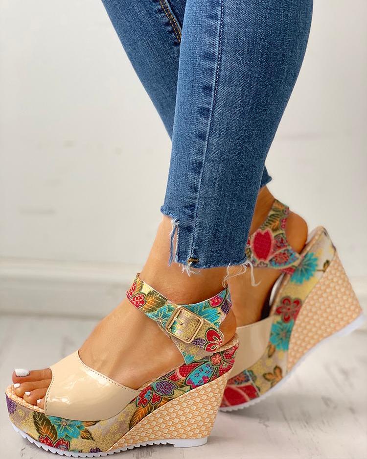 floral wedges closed toe