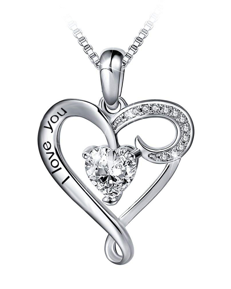 

1PCS Mother's Day Love Heart Letter Print Studded Pendant, Silver