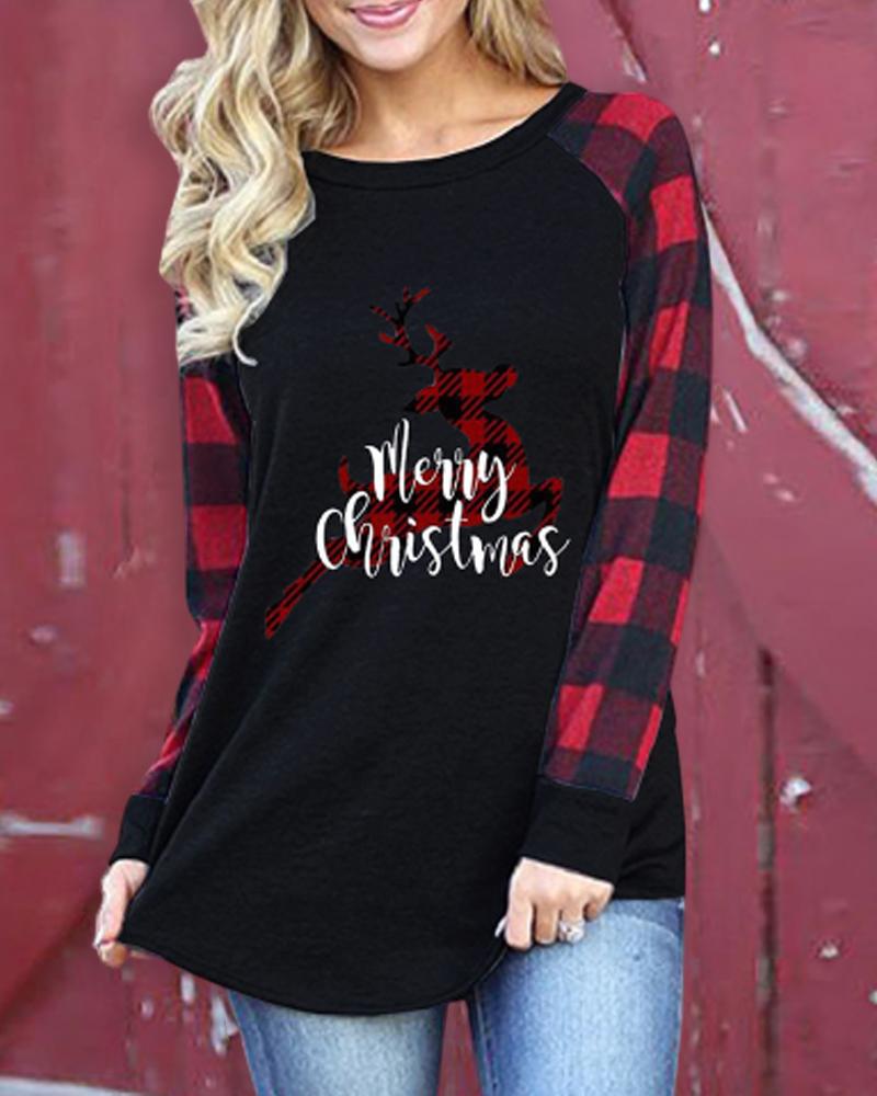 

Christmas Print Long Sleeve Casual Top, Style10