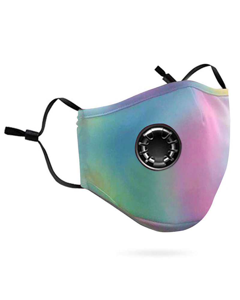 

Tie Dye Breathing Washable Valve Face Mask (1 fillters as gift) Without Cord Lock Toggles, Blue