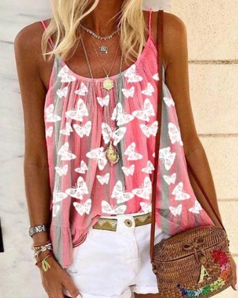 

Butterfly Print Cami Top, Pink