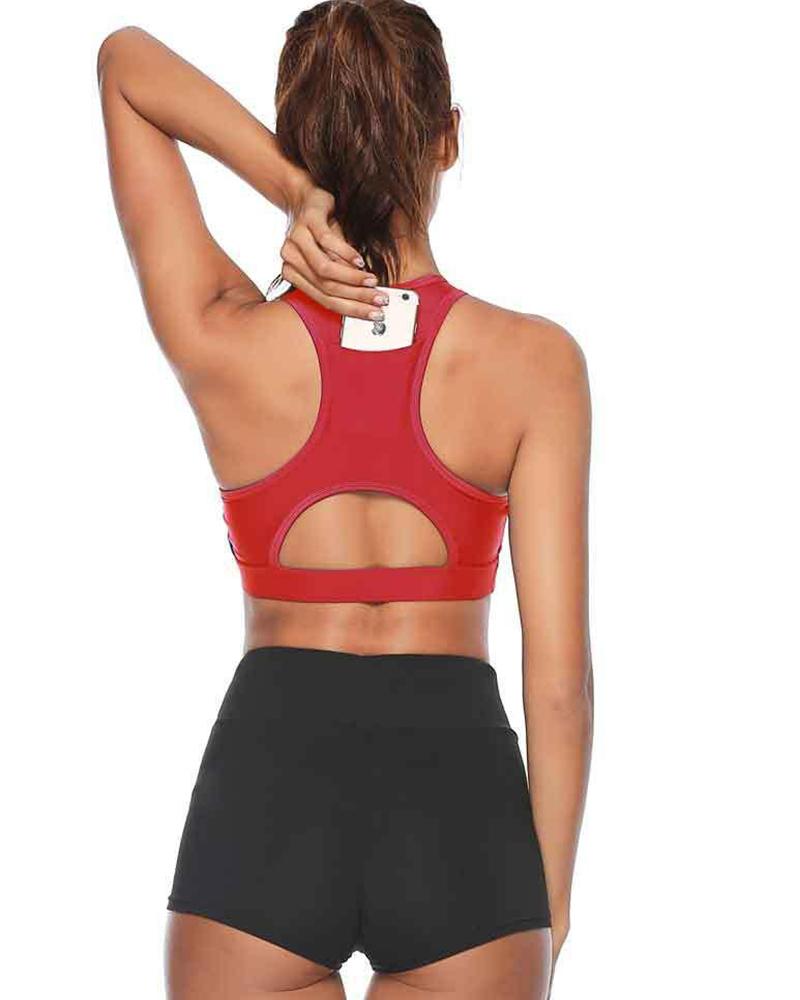 

Back Pocket Yoga Bra, Red