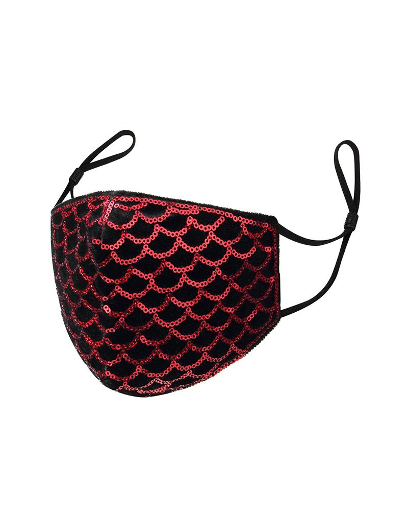

Sequins Washable Face Mask, Wine red
