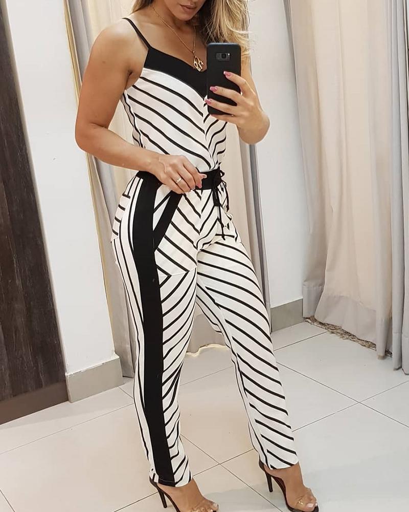 spaghetti strap v neck jumpsuit