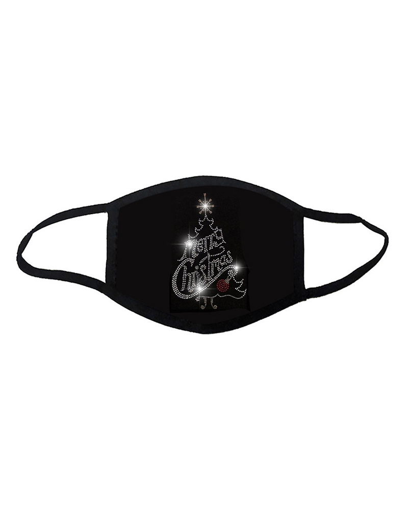 

Christmas Letter Pattern Studded Breathable Face Mask, Style4