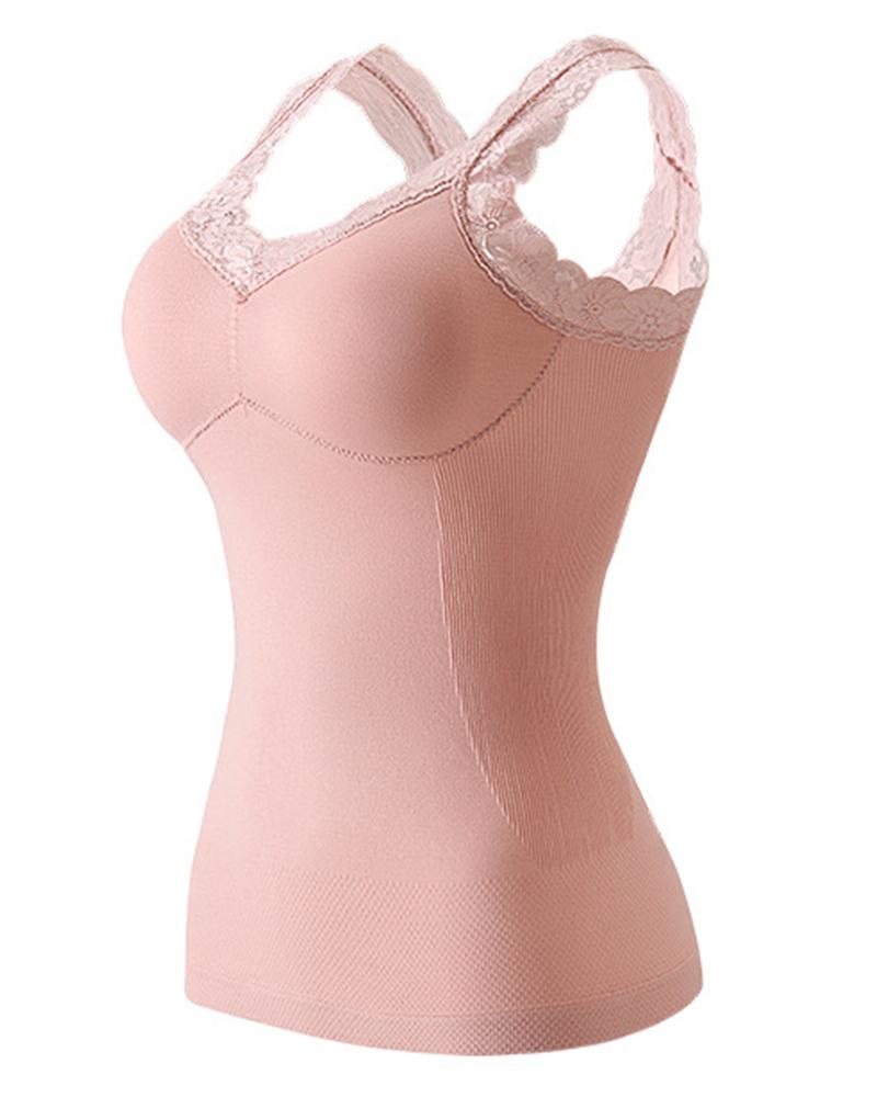 

Fleece Lined Underwear Tops Warm Winter Thermal Tank, Pink