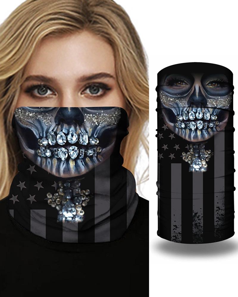 

Skull Flag Print Breathable Face Bandana Magic Scarf Headwrap Balaclava, Black