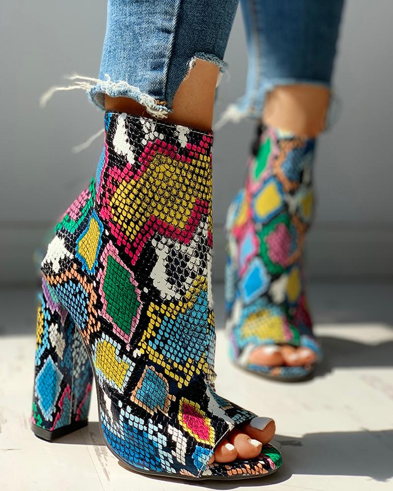 snakeskin colorful heels
