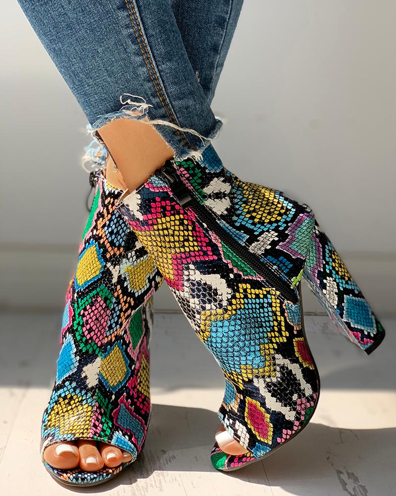 snakeskin colorful heels