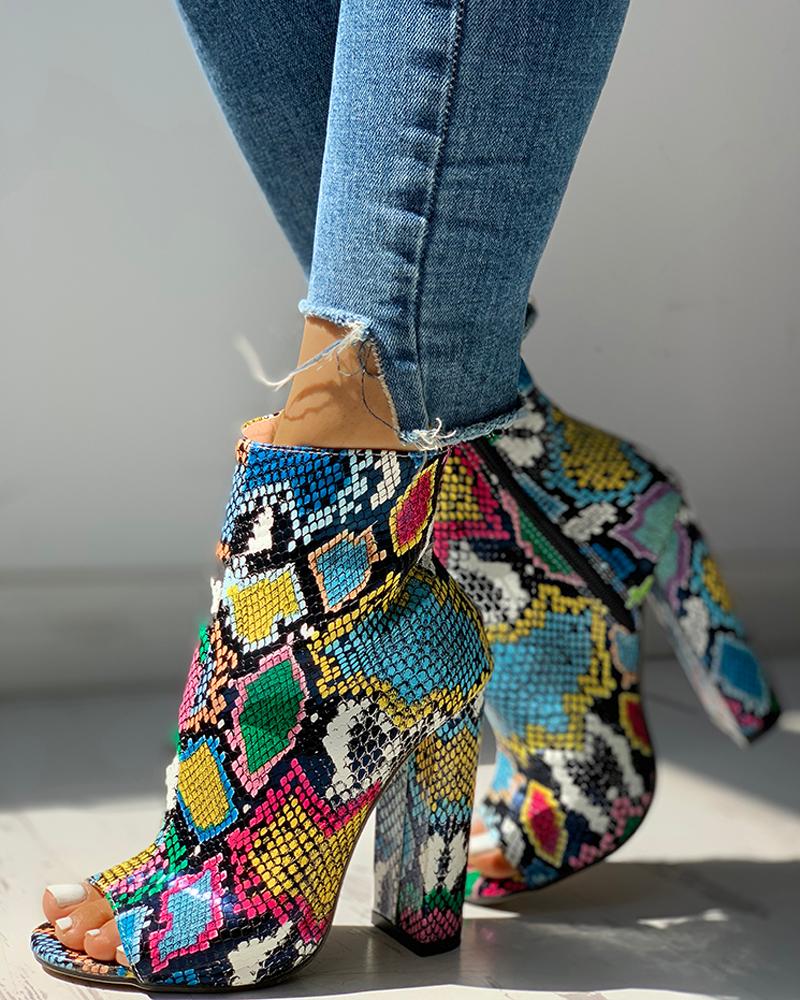 snakeskin colorful heels