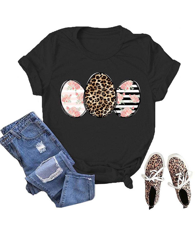 

Easter Egg Print Short Sleeve T-Shirt, Black