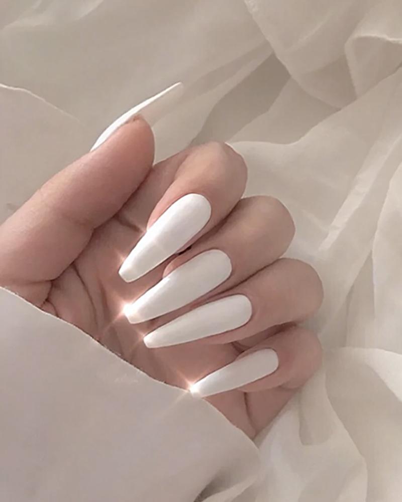 

Plain False Nail & 1PCS Nail Glue, White