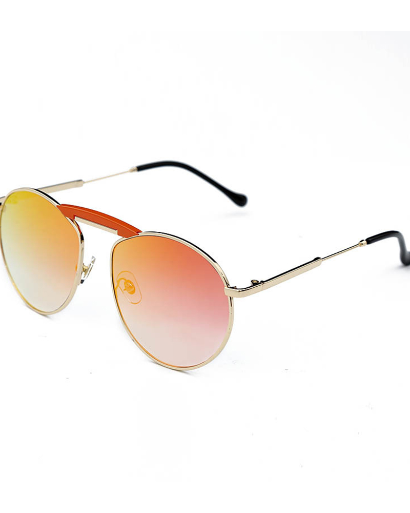 

Punk Retro Style Round Metallic Sunglasses, Orange