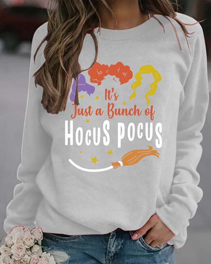 

Halloween Letter Print Casual Sweatshirt, White