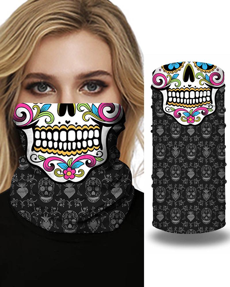 

Skull Print Breathable Face Bandana Magic Scarf Headwrap Balaclava, Dark grey