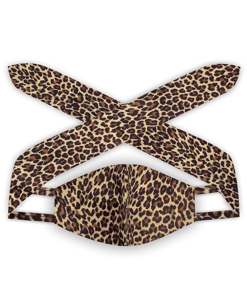 

Cheetah Print Hairband Breathable Face Mask, Leopard