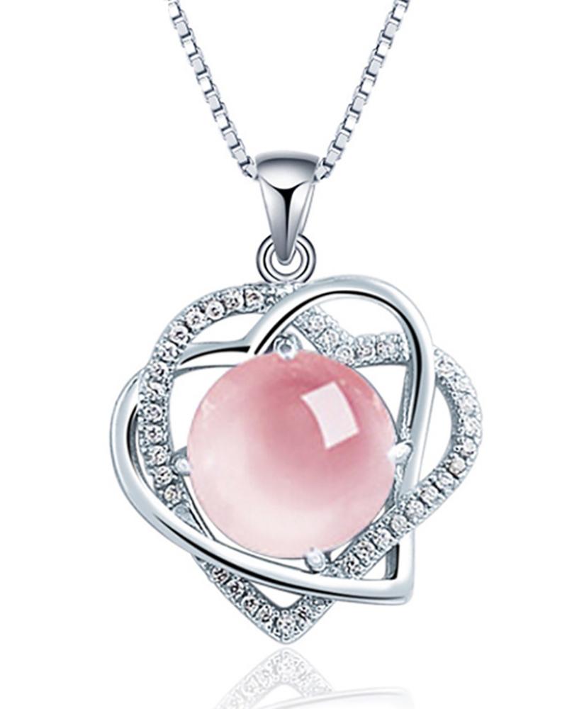 

Double Heart Crystal Pendant Necklace, Style2