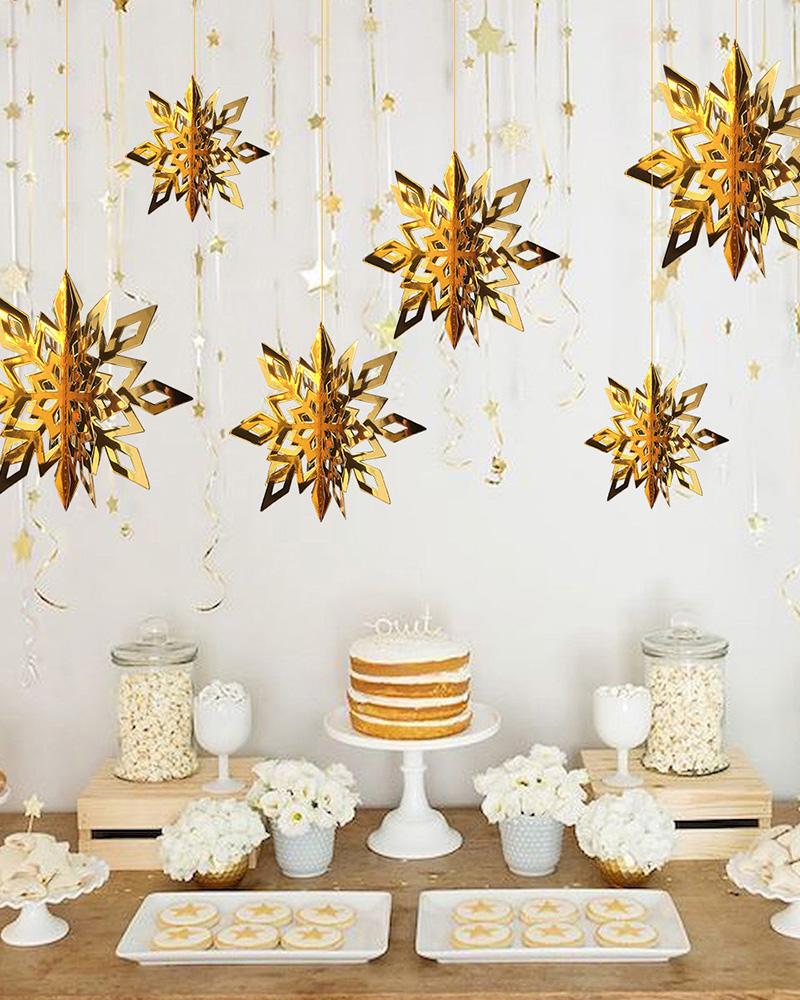 

Set 3D Christmas Snowflake Hanging Decorative Pendant, Gold