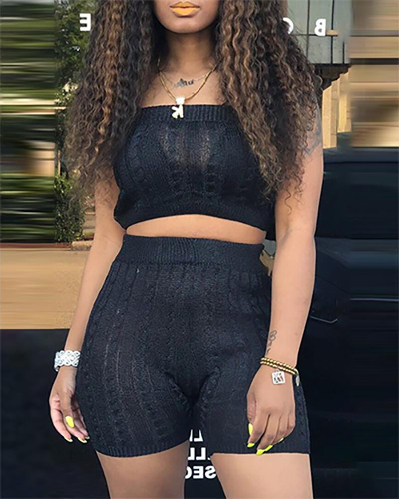 

Tube Crop Top & Short Sets, Black