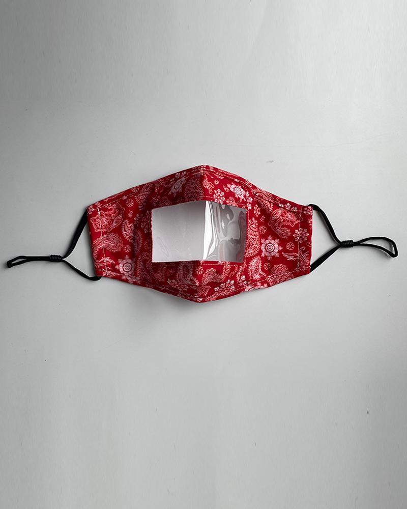 

Paisley Print Visible Face Mask, Red