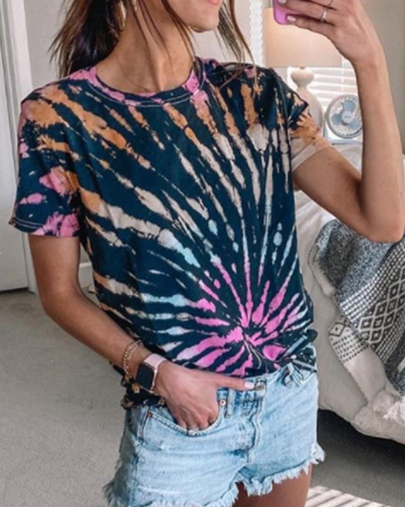 

Tie Dye Short Sleeve T-shirt, Blue
