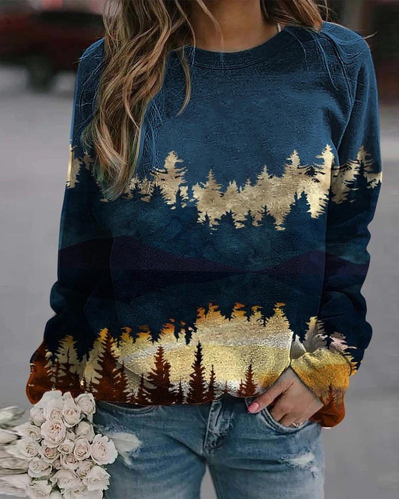 

Long Sleeve Landscape Print Sweatshirt, Style5